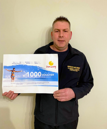 Bernard with his €1,000 Sunway voucher